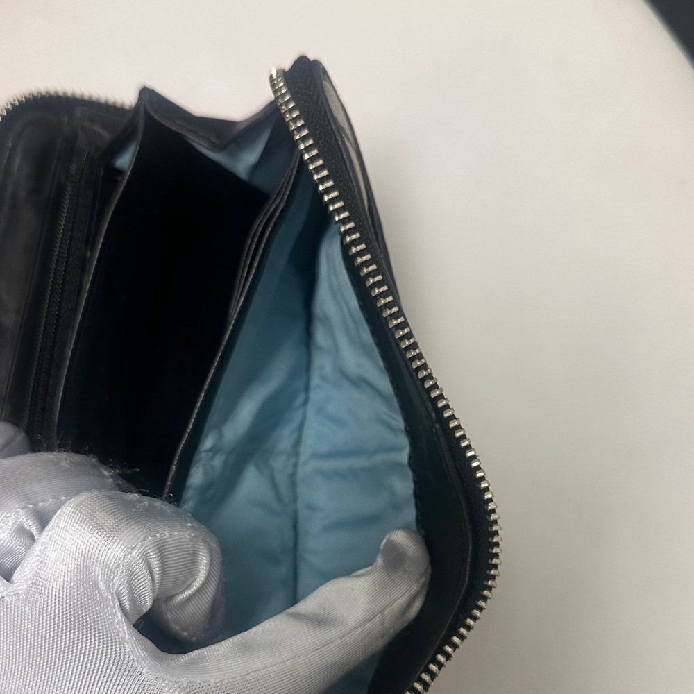 Coach Signature Canvas ZOE double buckle Wallet in black & gray, Silver Accents - Picture 6 of 14